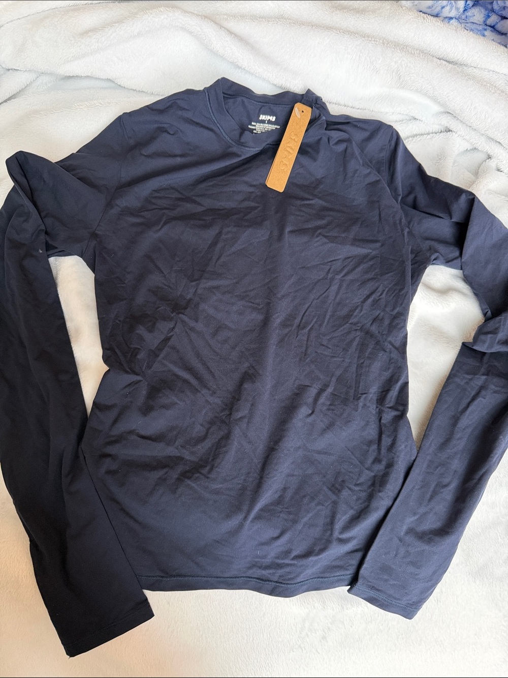 SKIMS Women's Long-Sleeve Crewneck Top - Navy